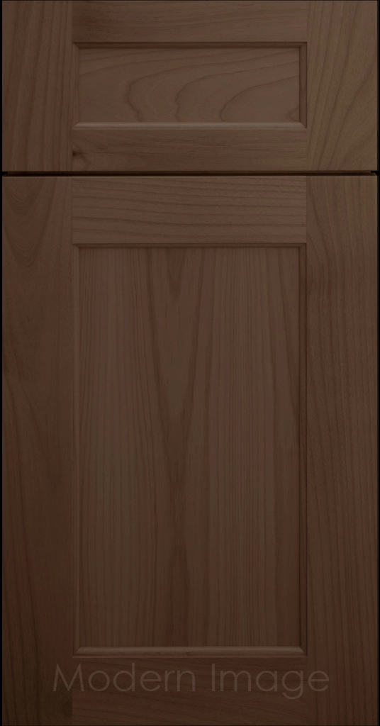 Close-up of our  Carlsbad II Shaker style cabinets with a warm Drifwood stain.